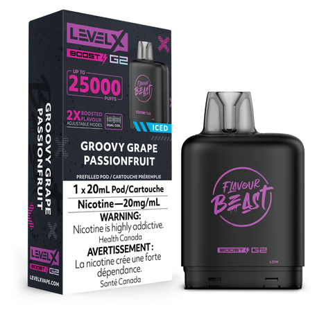 LEVEL X - FLAVOUR BEAST - BOOST G2 - GROOVY GRAPE PASSIONFRUIT ICED