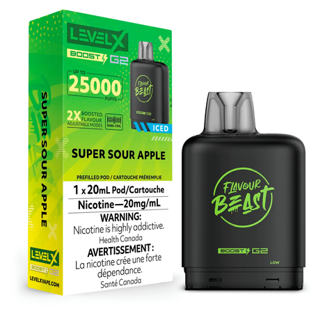 LEVEL X - FLAVOUR BEAST - BOOST G2 - SUPER SOUR APPLE ICED